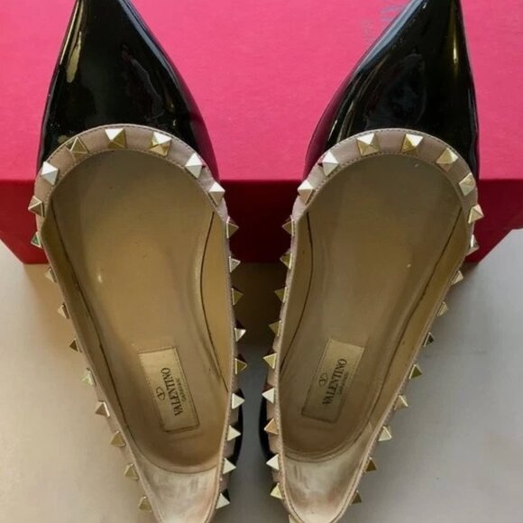 Authentic Valentino Garavani Rockstud Pointy Ballet Flats - US 6 (EU 36) - Black - Picture 8 of 10
